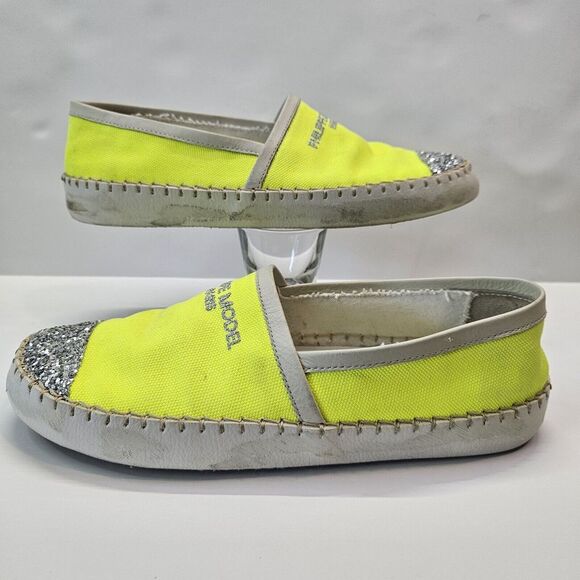 PHILIPPE MODEL‎ Paris Loafers Womens Sz 36 US 6 Neon Yellow - Picture 1 of 15